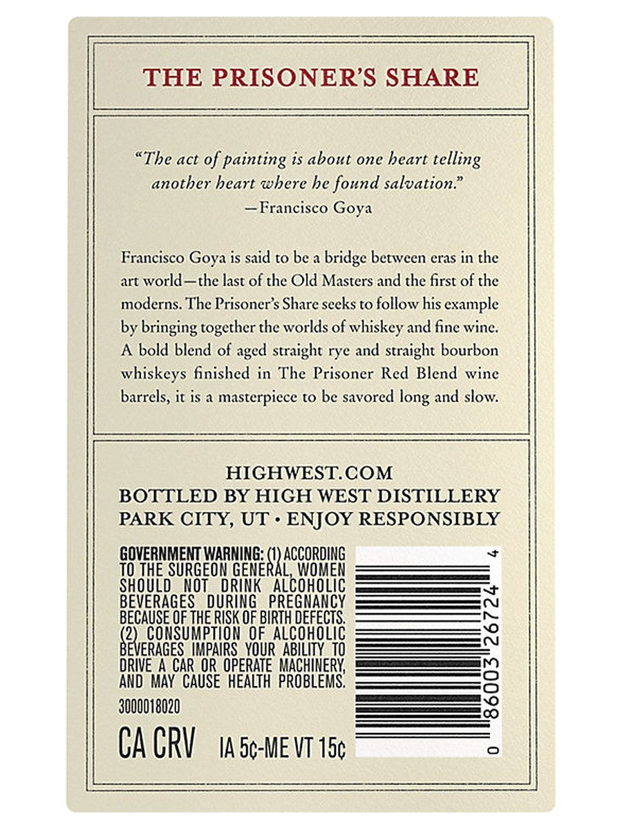 High West the Prisoners Share 750ML