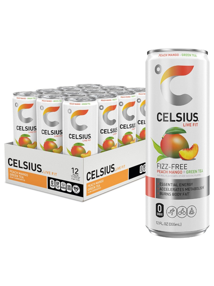 Celsius Peach Mango Green Tea 12oz CAN DEP