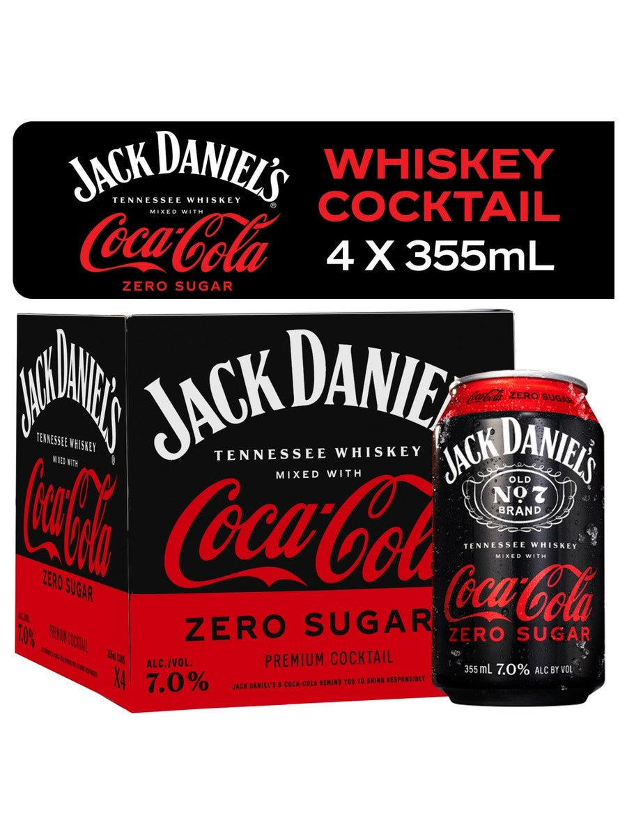 Jack Daniels &amp; Coca Cola Zero Sugar 12oz CAN DEP